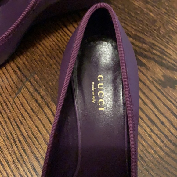 Gucci purple peep toe wedge shoes - Picture 3 of 5